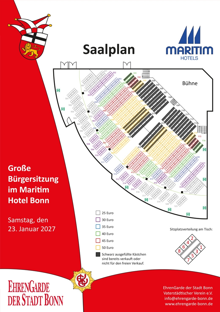 Bestuhlungsplan - Große Bürgersitzung 2027
