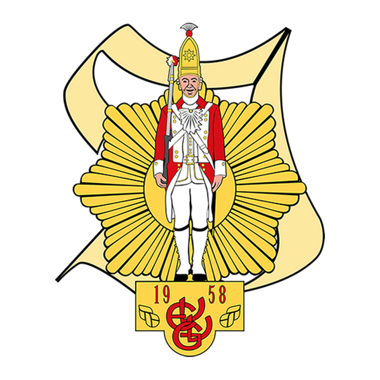 Das Logo der Infanterie zeigt einen Ehrengardisten vor einem Goldenen Stern, im Hintergrund befindet sich ein I , unten befindet sich ein Banner mit der Aufschrift Infanterie